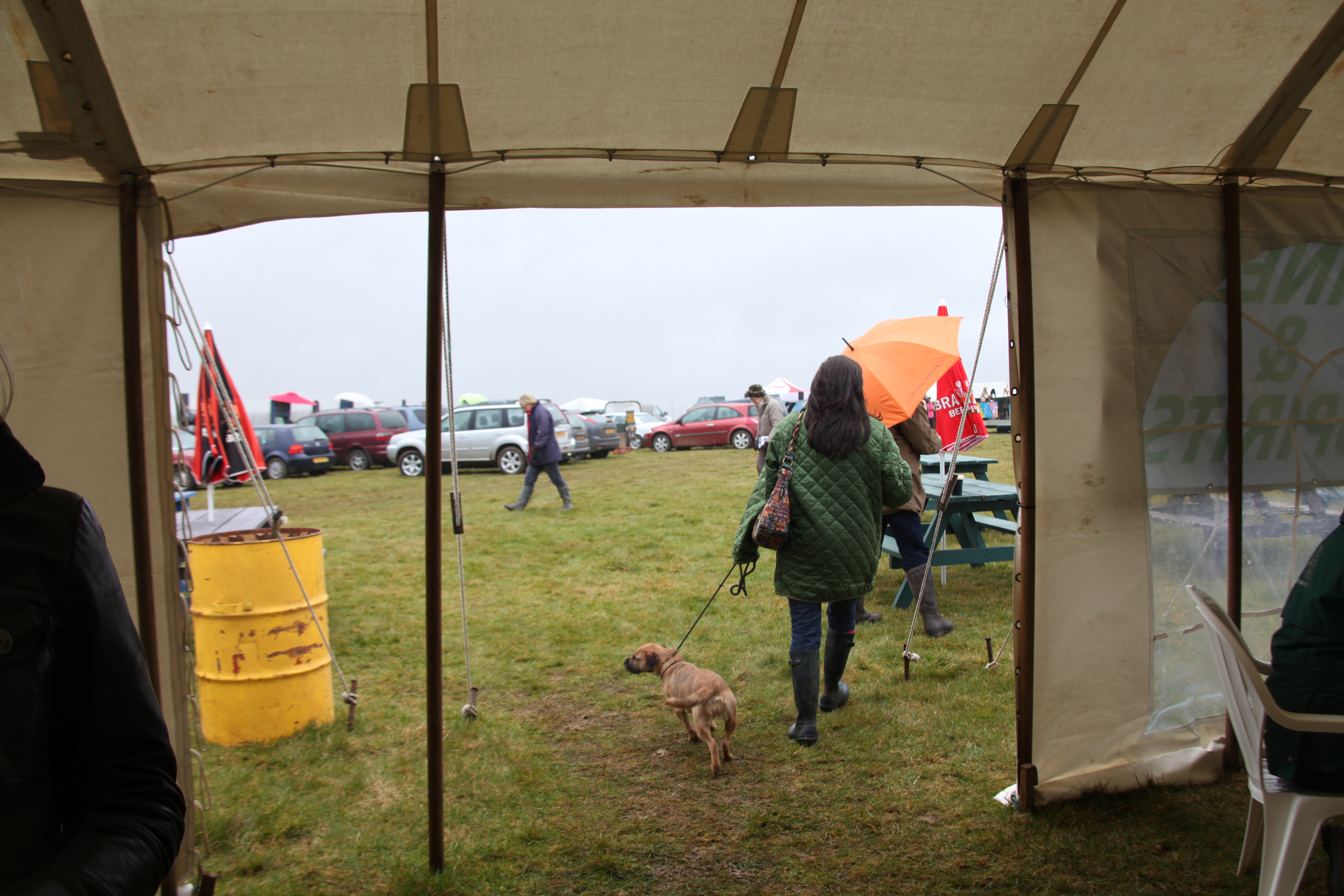 Leaving the drinks tent