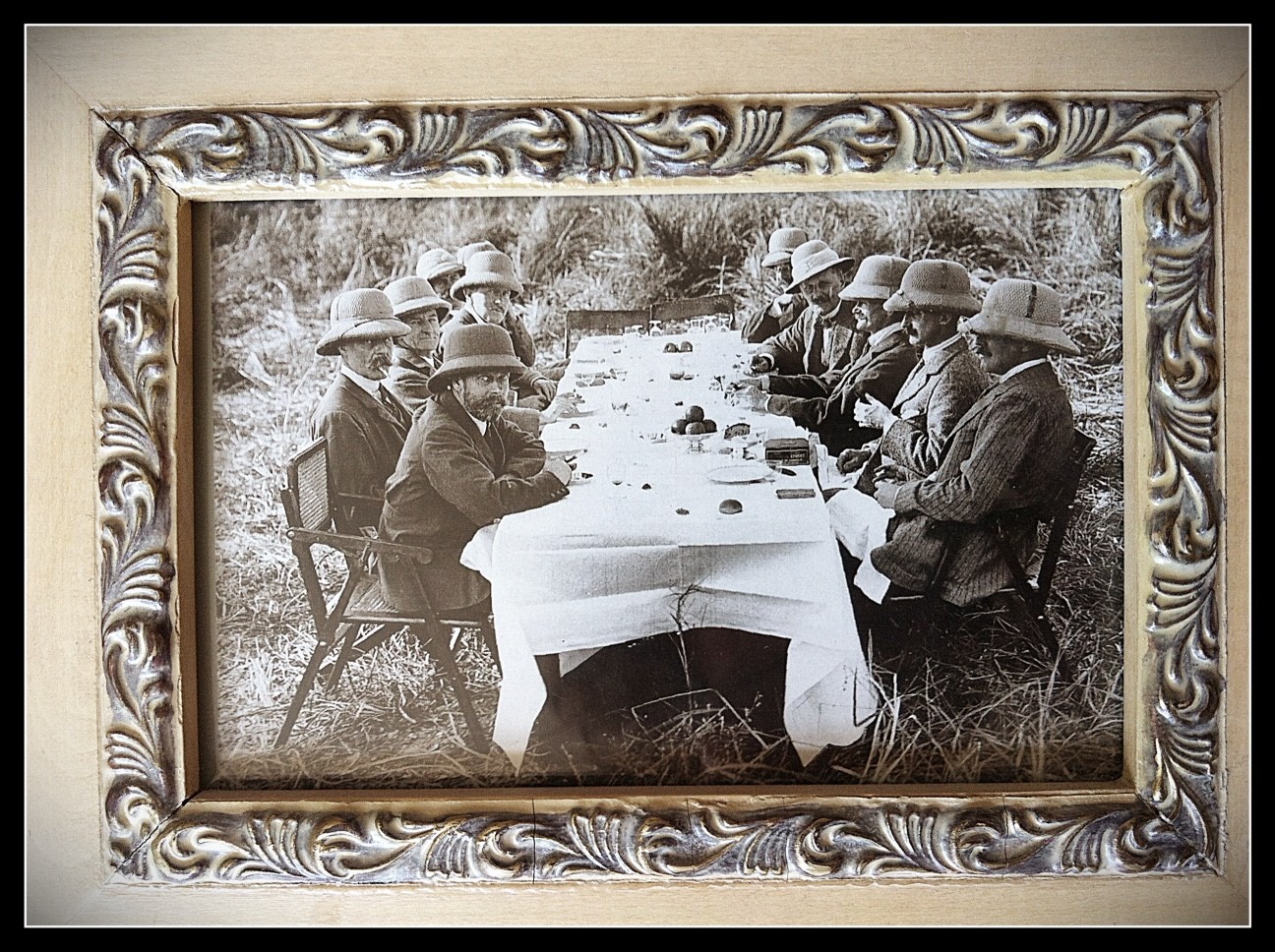 King George V in India eating lunch