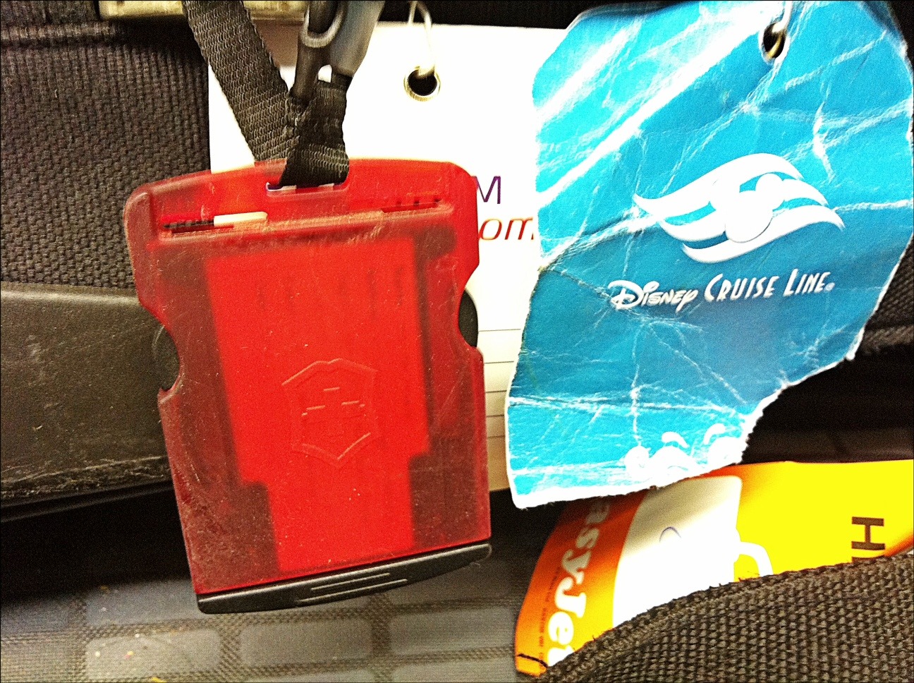 red luggage tag