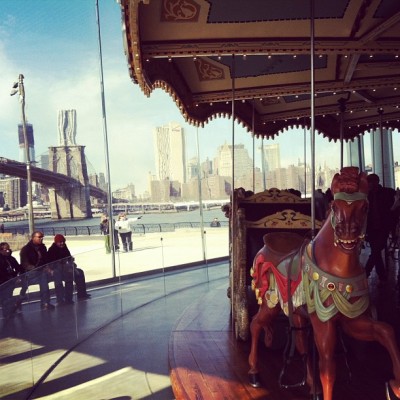 Jane's Carousel next to Brooklyn Bridge in an area of the borough that used to be sketchy