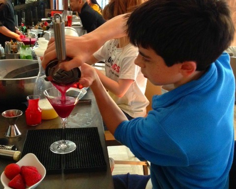 Straining a mocktail