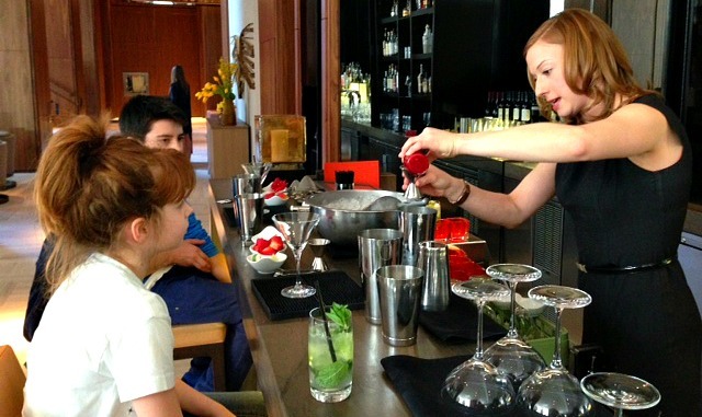 Bartender demonstrates mocktails