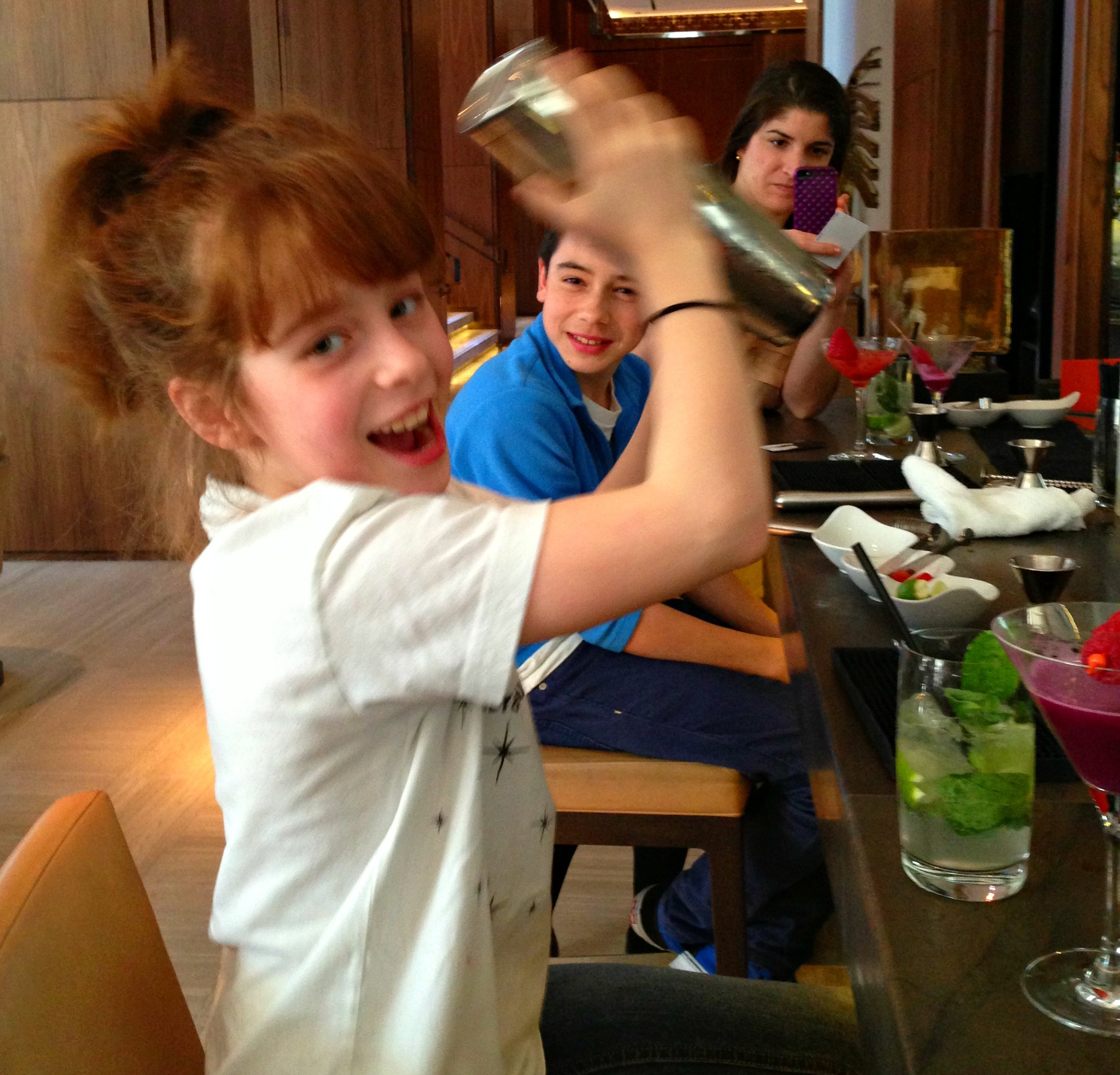 shaking a mocktail