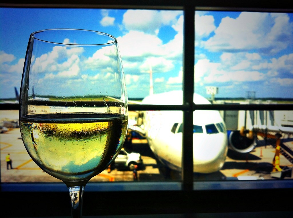wine glass and airplane