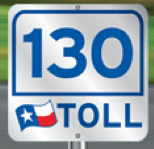 Texas highway sign with toll markings
