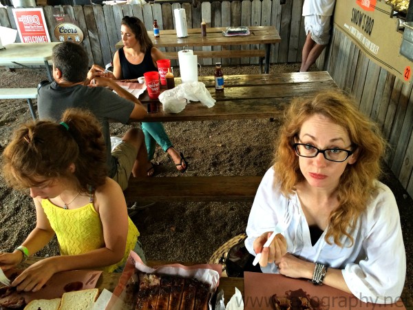 eating at Snow's BBQ in Lexington, Texas