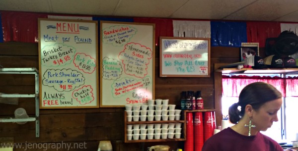 menu at Snow's BBQ in Lexington, Texas