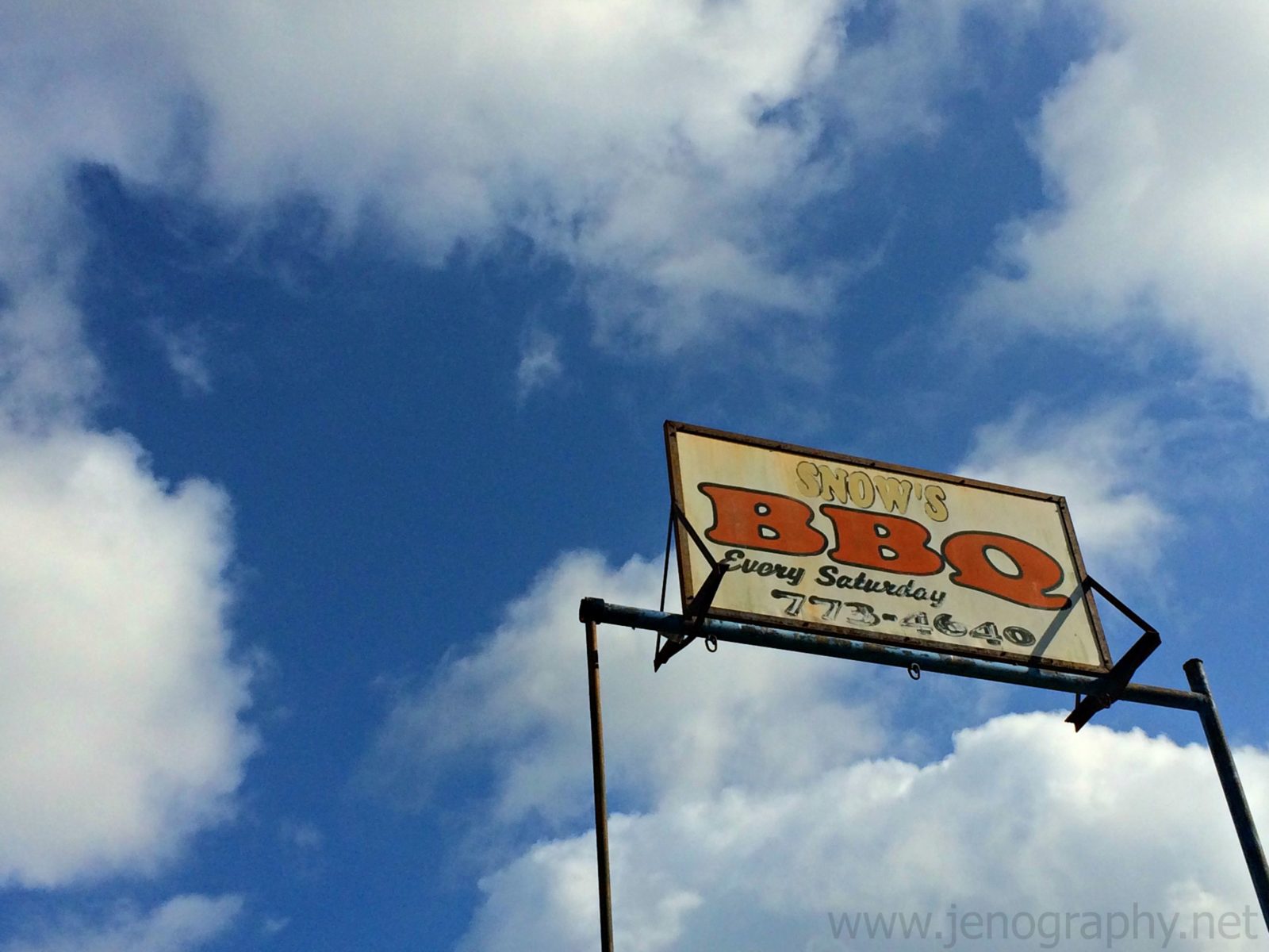Snow's BBQ sign in Lexington Texas