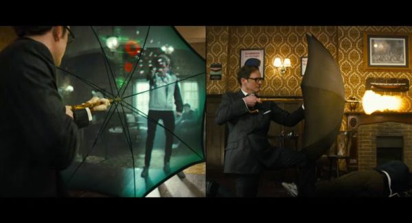Colin Firth using umbrella in The Kingsman