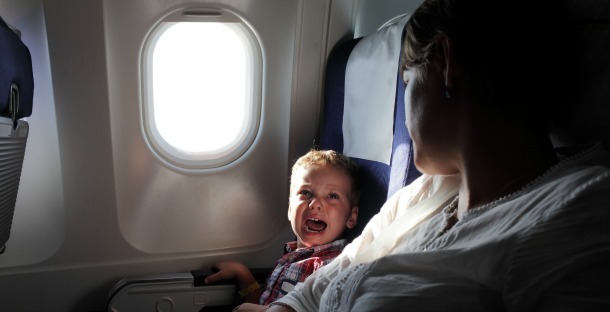 child crying on plane
