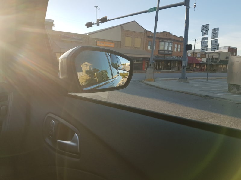 bokeh rear view mirror