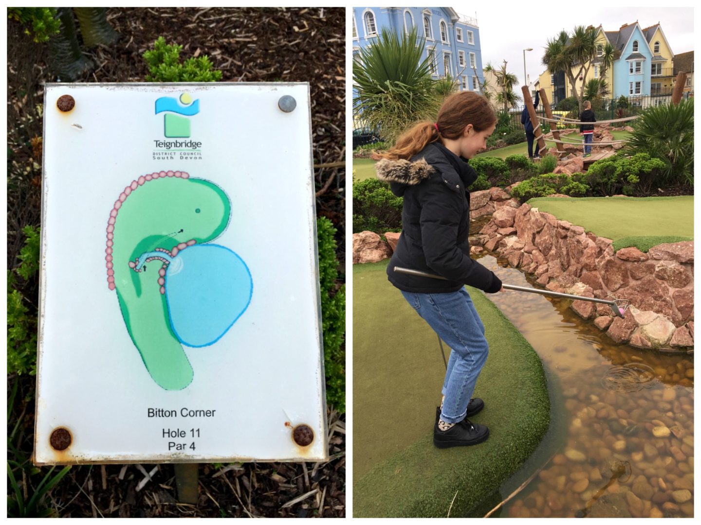 water hazards at Teignmouth mini-golf - Jenography